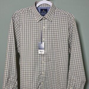 Stafford Men's Regular Fit Long Sleeve Dress Plaid Button-Down Shirt 15-15.5